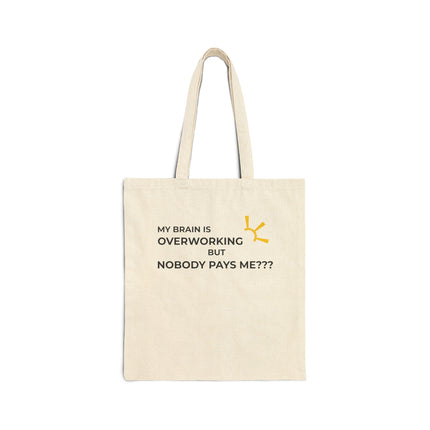 "My Brain Is Overworking But Nobody Pays Me???" Tote Bag